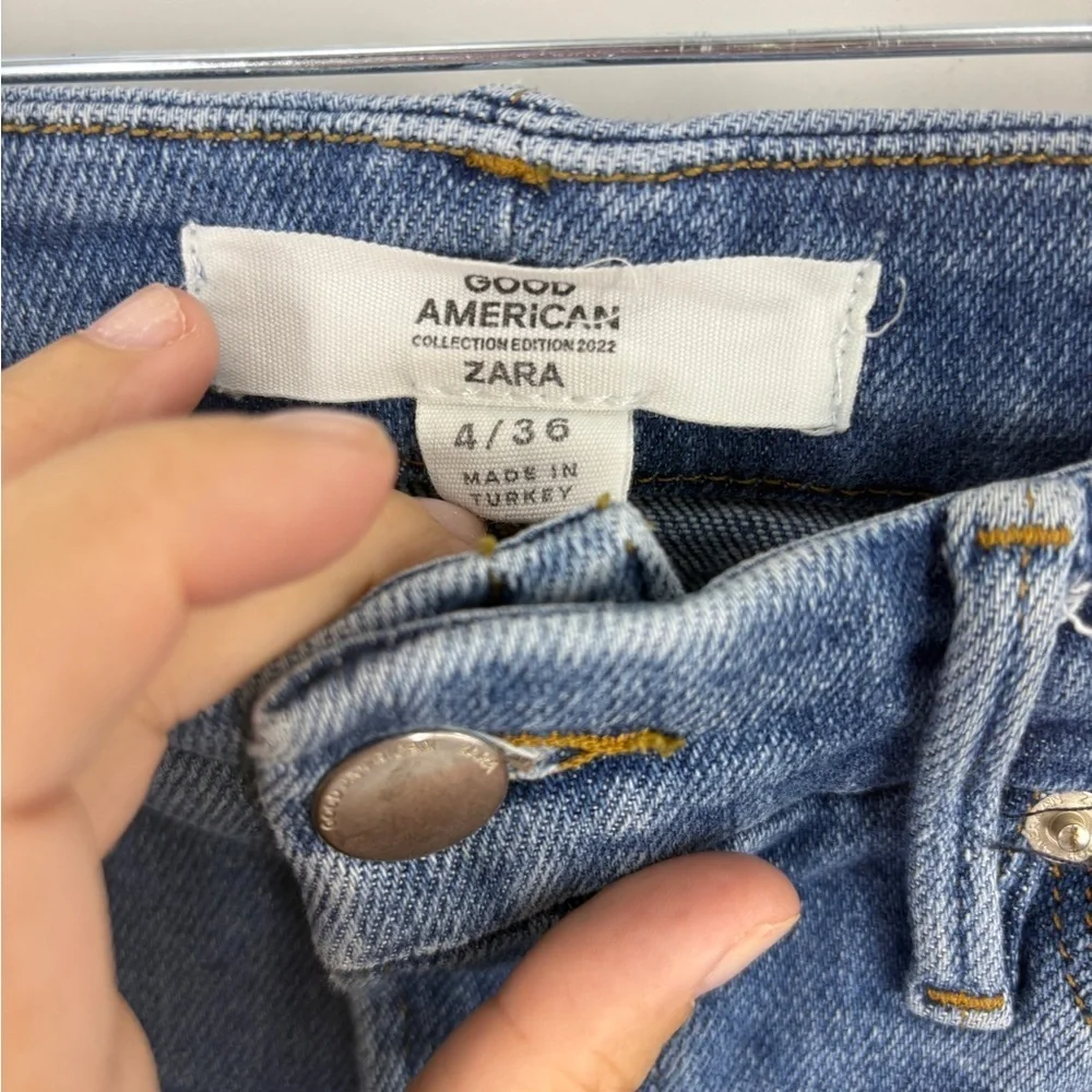 Good American Medium Wash Destress  Skinny Jeans 4/36 - Picture 3 of 4